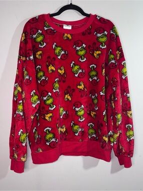 The Grinch Max XXL Red Plush Fleece Christmas Sweatshirt Holiday Crewneck